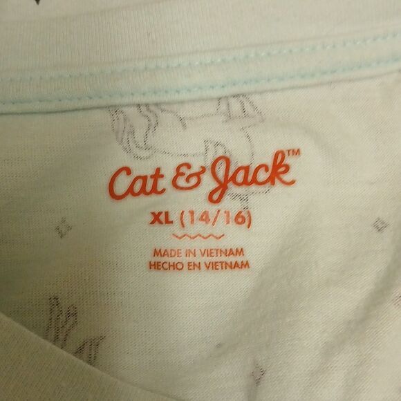 CAT & JACKS GIRLS Unicorn Print T-Shirt MINT GREEN Size XL 14/16 - Picture 5 of 6